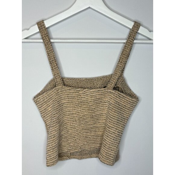 Lucy Paris Top Womens Crop Tank Textured Knit Size S Tan Square Neck Sleeveless - Picture 7 of 13